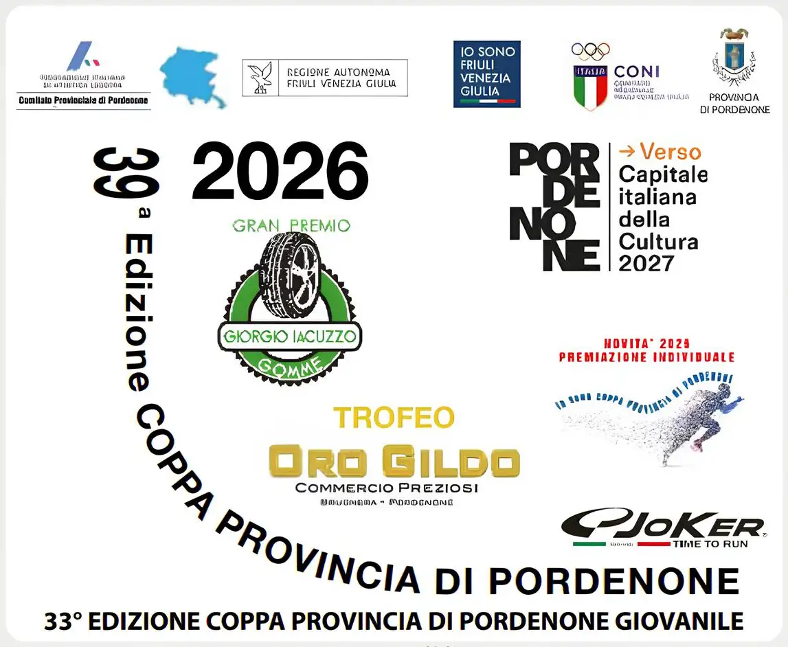 Locandina Coppa Provincia di Pordenone 2026 FIDAL con calendario gare e trofei atletica leggera.